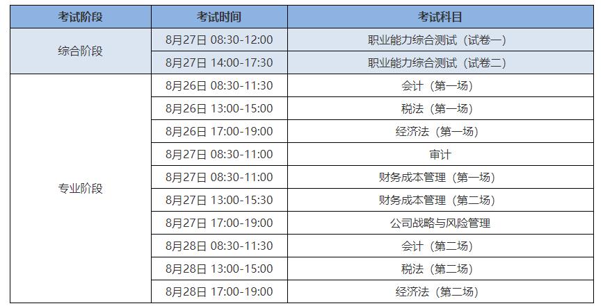 2022年注會報名時間和考試時間分別在什麼時候